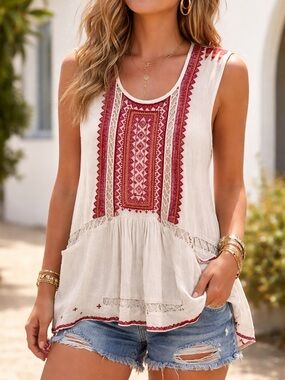 Free People Lady Luck Embroidered Tunic Boho Hippie